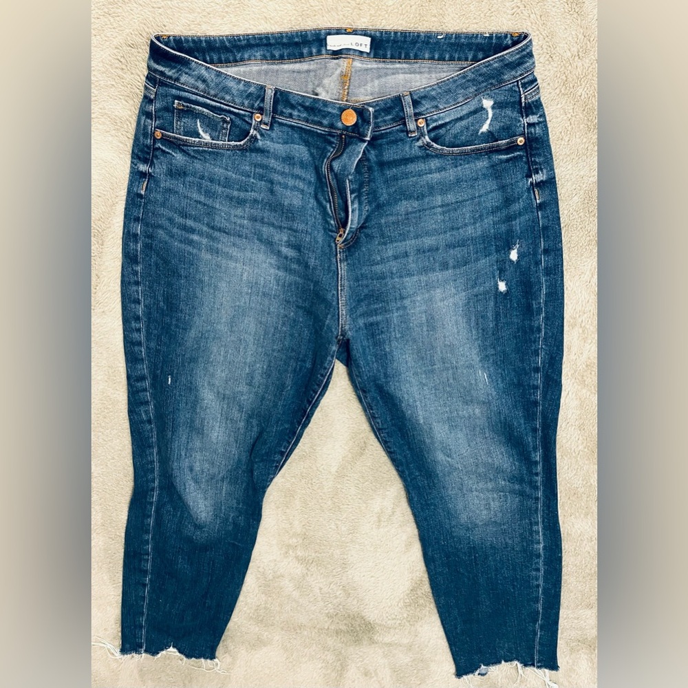 LOFT Distressed Blue Boyfriend Jeans